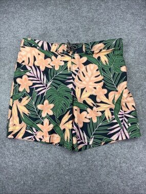 Kohl's Men Swim Trunks Tropical Floral Print in Peach, Green & Pink